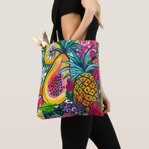 Tote Bag Motif tropical papaye ananas Pop Art audacieux 