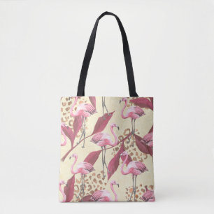 Tote Bag Motif tropical sans couture avec flamant rose, lea