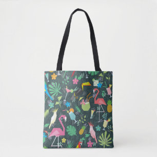 Tote Bag Motif tropical sans couture avec oiseaux et boisso