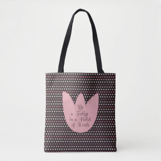 Tote Bag Motif Tulipe rose simple avec arrière - plan foncé (Devant)