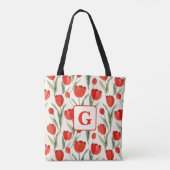 Tote Bag Motif tulipe rouge monogramme personnalisé (Dos)