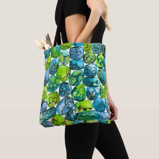 Tote Bag Motif turquoise (De près)