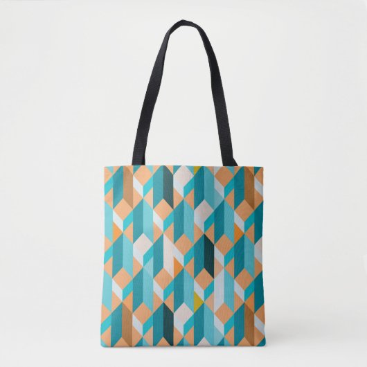 Tote Bag Motif turquoise et orange de formes (Devant)