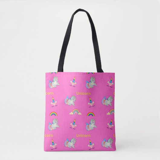 Tote Bag Motif Unicorne rose (Devant)
