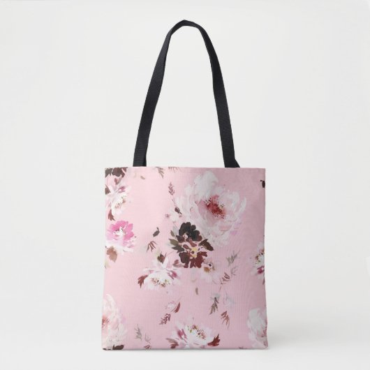 Tote Bag Motif vecteur d'aquarelle transparente avec pivoin (Devant)