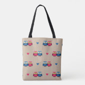 Tote Bag Motif vérifié avec des hiboux d'amour (Dos)