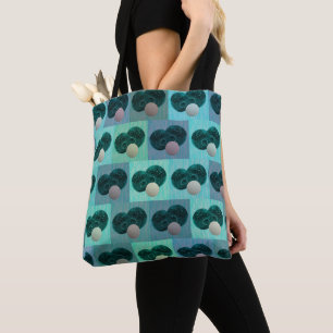 Tote Bag Motif Vérifié Des Boules De Pelouse Versées Aqua,