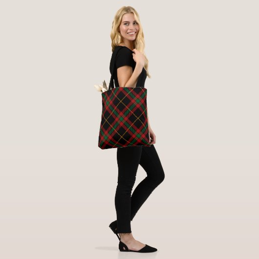 Tote Bag Motif vert rouge plaid Noël (Sur le modèle)