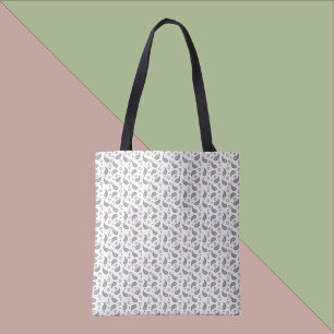Tote Bag Motif vert violet rose pâle