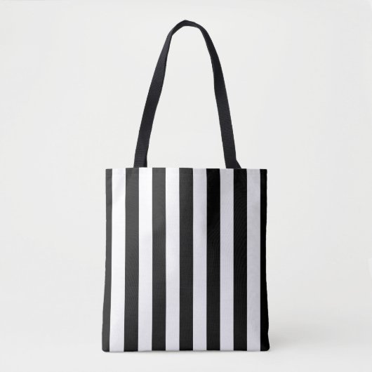 Tote Bag Motif vertical à bandes noires et blanches (Devant)