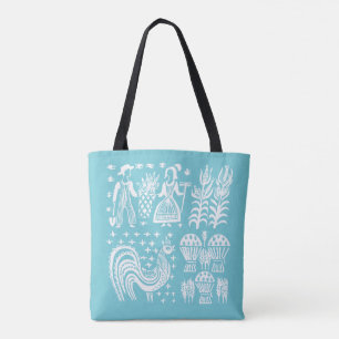 Tote Bag Motif vintage de Pyrex - bleu de turquoise de