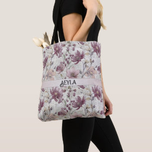 Tote Bag Motif vintage Floral Newspaper