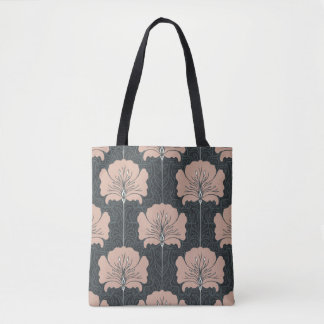 Tote Bag motif vintage sans couture avec fleurs roses. Art 