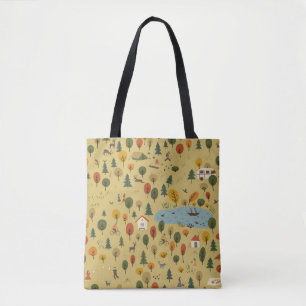 Tote Bag motif vintage sans soudure du paysage forestier d'