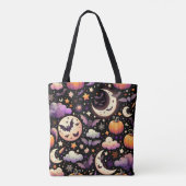 Tote Bag Motif Whimsical Halloween Night Sky (Dos)