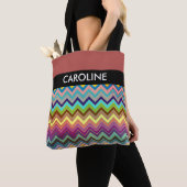 Tote Bag Motif ZIGZAG - multicolore + votre backgr. (De près)