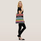 Tote Bag Motif ZIGZAG - multicolore + votre backgr. (Sur le modèle)