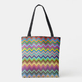 Tote Bag Motif ZIGZAG - multicolore + votre backgr. (Dos)