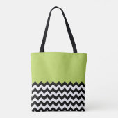 Tote Bag Motif Zigzag noir et blanc, Chevron, Vert (Dos)