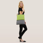 Tote Bag Motif Zigzag noir et blanc, Chevron, Vert (Sur le modèle)