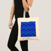 Tote Bag Motif zigzag rayures bleues (Devant (produit))