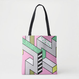 Tote Bag Motifs Abstraits Memphis sans joint avec géométrie