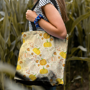 Tote Bag Motifs de citrouilles automne récolte