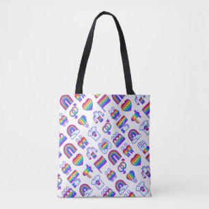 Tote Bag Motifs d'icônes arc-en-ciel colorées
