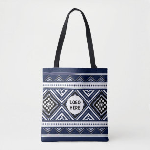 Tote Bag Motifs géométriques ethniques abstraits noirs avec