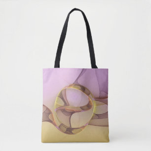 Tote Bag Motions Abstraites Art moderne rose or fractal