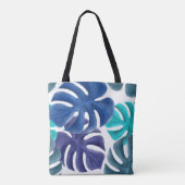 Tote Bag Motivation Feuille bleue tropicale (Dos)