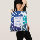 Tote Bag Motivation Feuille bleue tropicale (De près)