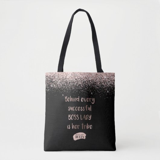 Tote Bag Motivationnel Boss Lady Rose Parties scintillant O (Devant)