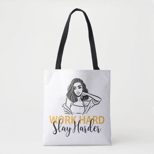 Tote Bag Motivationnelle "Travaille dur, Travaille dur" (Devant)