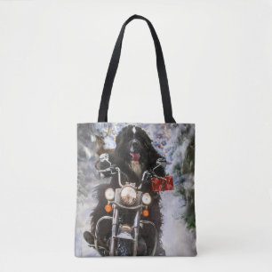 Tote Bag Moto à chiens de Terre-Neuve Noël