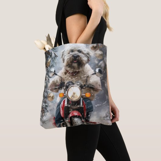 Tote Bag Moto à chiens Havanais Noël (De près)