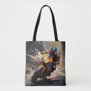 Tote Bag Moto Race Action Sport Peinture Art Décor Abstrait