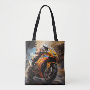 Tote Bag Moto Race Action Sport Peinture Art Décor Abstrait