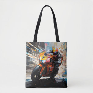 Tote Bag Moto Race Action Sport Peinture Art Décor Abstrait