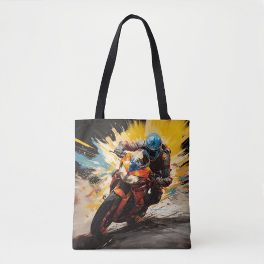 Tote Bag Moto Race Action Sport Peinture Art Décor Abstrait (Devant)