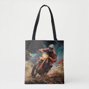 Tote Bag Motocross Action Sport Peinture Art Décor Abstrait