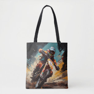 Tote Bag Motocross Action Sport Peinture Art Décor Abstrait