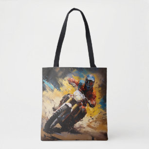 Tote Bag Motocross Action Sport Peinture Art Décor Abstrait