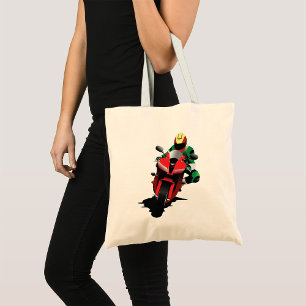 Tote Bag Motocycliste chevauchant un sportbike rouge
