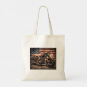 Tote Bag Motorcycle USA Drapeau Retro Biker (Dos)