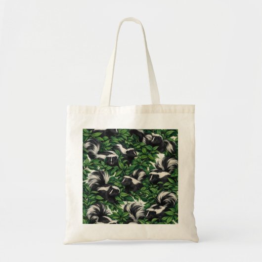 Tote Bag Mouffettes dans un motif de feuillage vert (Devant)