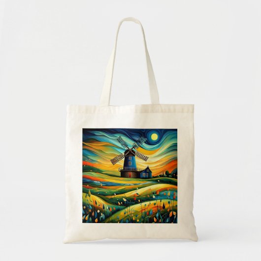 Tote Bag Moulin à vent la nuit 8 (Devant)