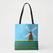 Tote Bag Moulin à vent parmi les fleurs de tulipes (Devant)