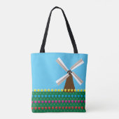 Tote Bag Moulin à vent parmi les fleurs de tulipes (Dos)