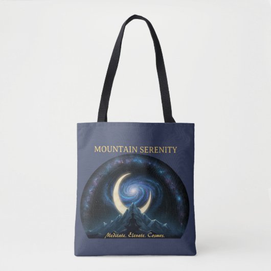 Tote Bag Mountain Serenity Cosmic Meditation. Crescent Moon (Devant)